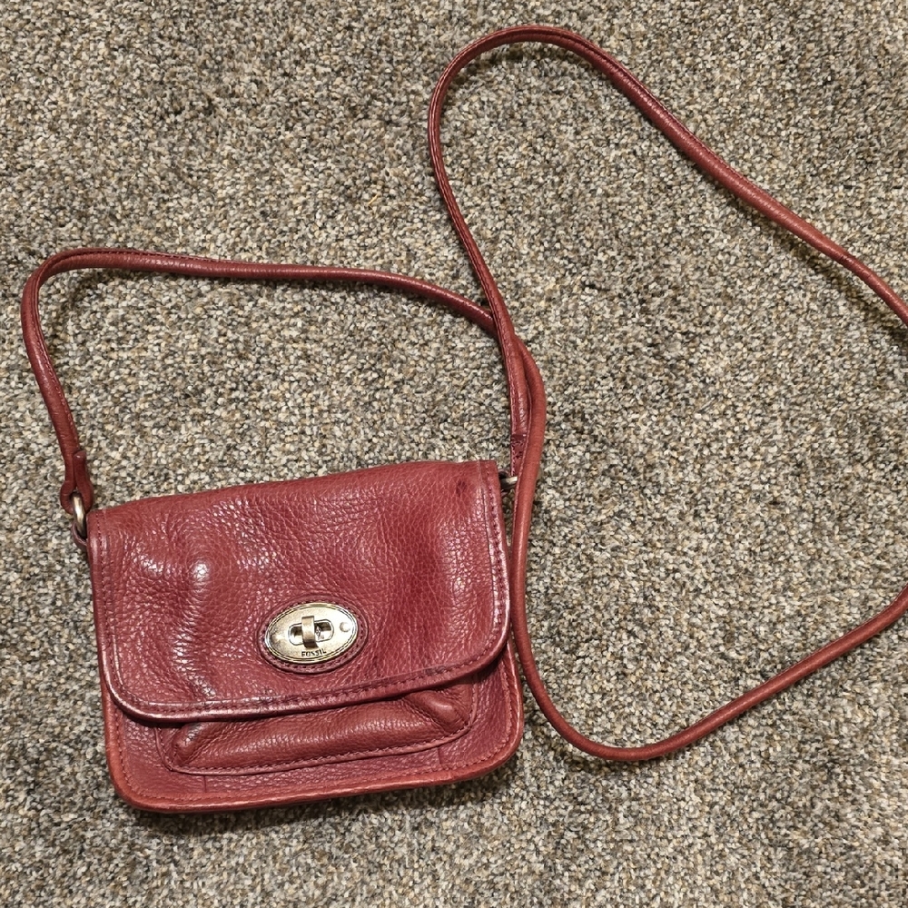 fossil Leather Crossbody Bag